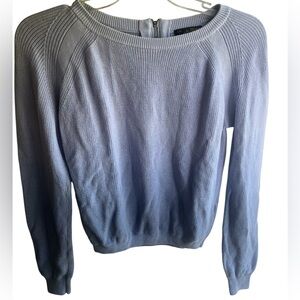 Le Mont St. Michel‎ Women's Blue Ombré Knit Cropped Crew Neck Sweater Small